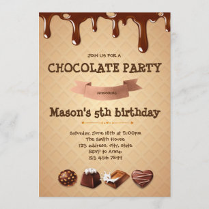 Invitation de fête d'anniversaire au chocolat