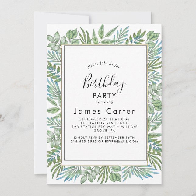 Invitation de fête d'anniversaire au script modern (Devant)