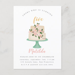 invitation de fête d'anniversaire avec gâteau modi
