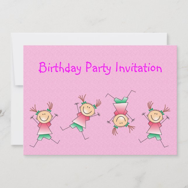 Invitation de fête d'anniversaire avec la fille (Devant)