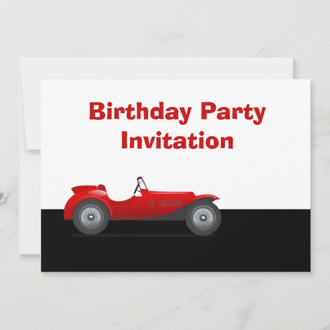 Invitation de fête d'anniversaire avec la voiture (Devant)