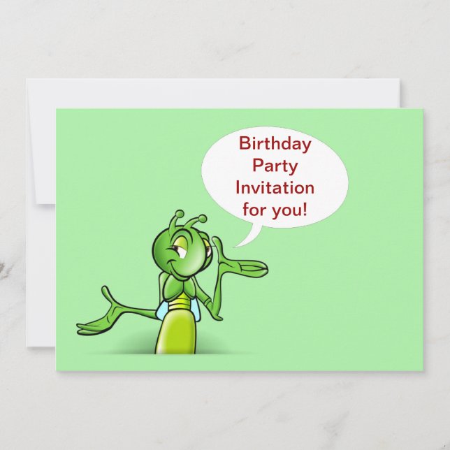Invitation de fête d'anniversaire avec le grillon (Devant)
