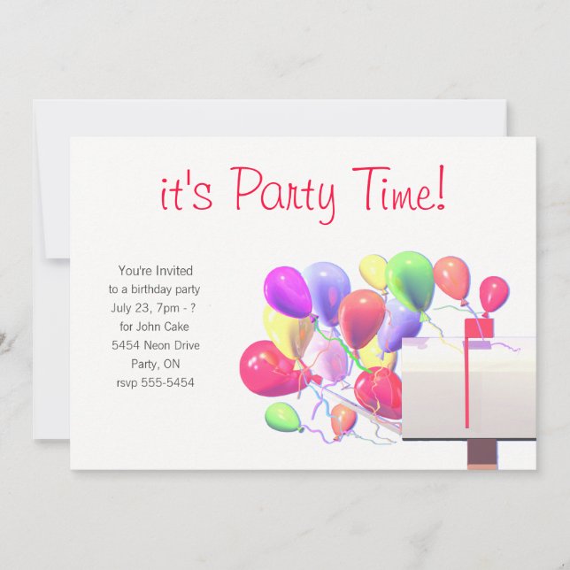 Invitation de fête d'anniversaire Balloon Mail (Devant)