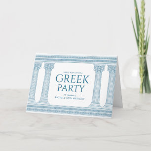 Invitation de fête d'anniversaire bleu avec colonn