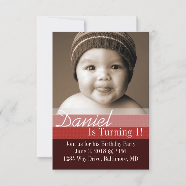 Invitation de fête d'anniversaire | Bourgogne Brow (Devant)