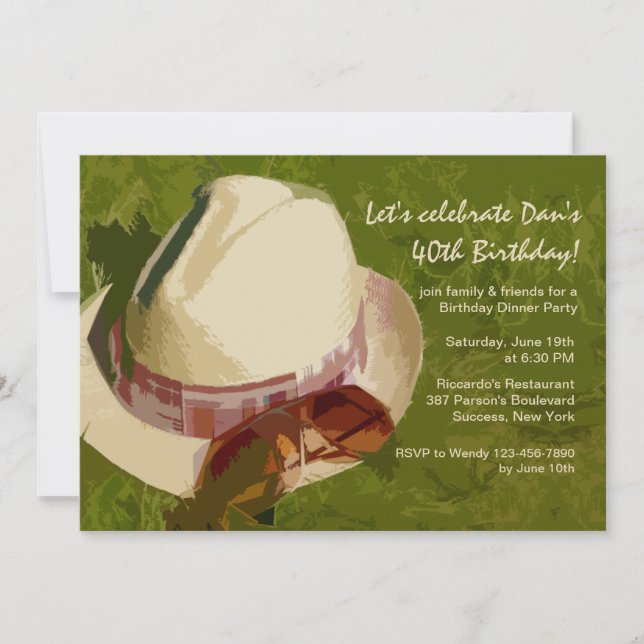 Invitation de fête d'anniversaire Casquette de l'h (Devant)