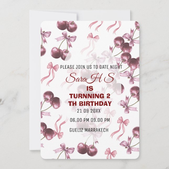 Invitation de fête d'anniversaire Cherry Sweet, Ru (Devant)