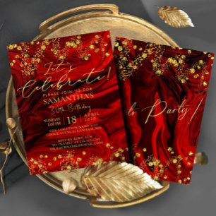 Invitation de fête d'anniversaire Chic Red