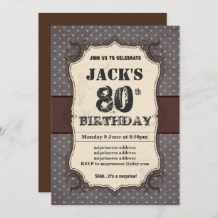 Invitation de fête d'anniversaire, couleur marron 