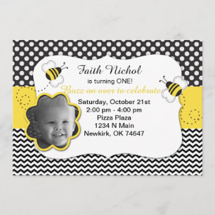 Invitation de fête d'anniversaire d'abeille de