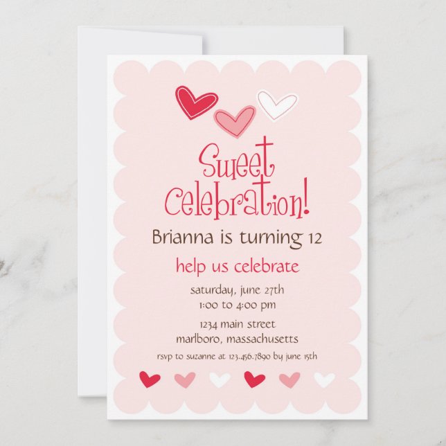 Invitation de fête d'anniversaire d'amoureux (Devant)