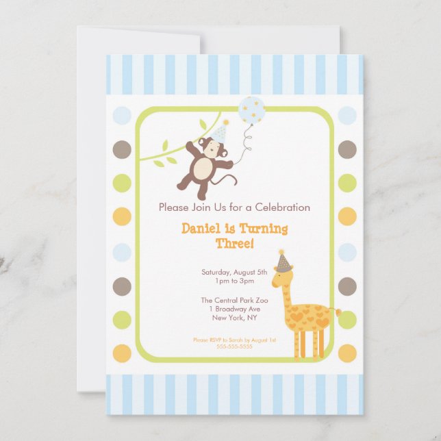 Invitation de fête d'anniversaire d'amusement de (Devant)