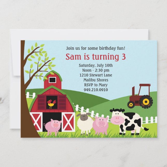 Invitation de fête d'anniversaire d'animaux de (Devant)