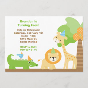 Invitation de fête d'anniversaire d'animaux de