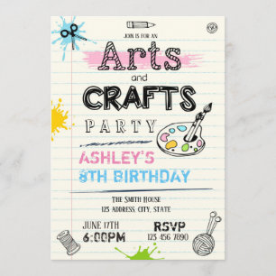 Invitation de fête d'anniversaire d'art et de