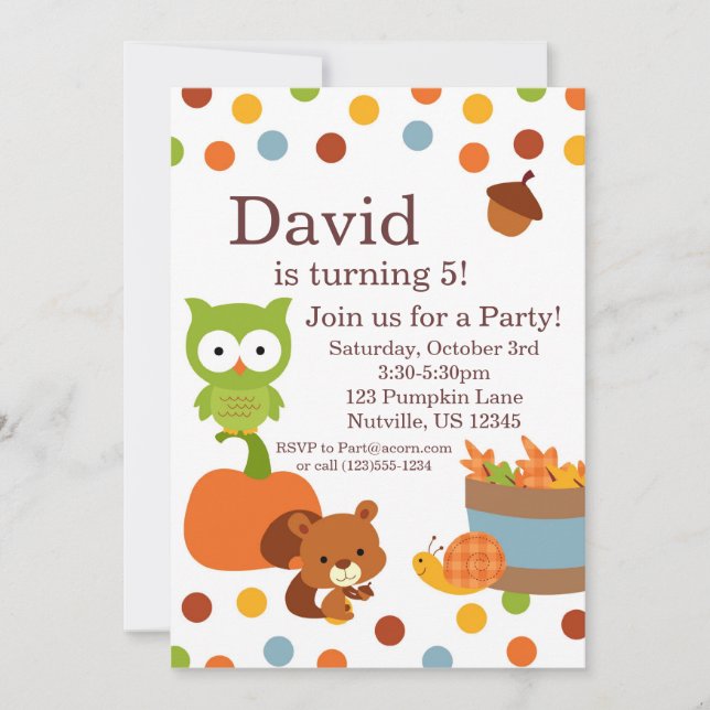 Invitation de fête d'anniversaire d'automne de (Devant)