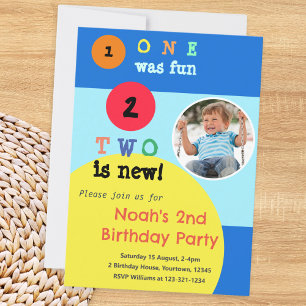 Invitation de fête d'anniversaire de 2 ans avec ph