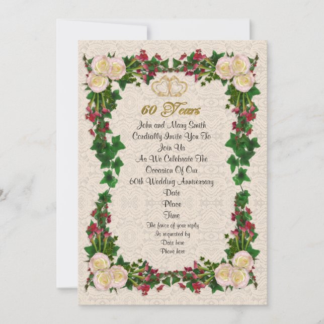 Invitation de fête d'anniversaire de 60 ans avec d (Devant)