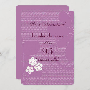 invitation de fête d'anniversaire de 95 ans violet
