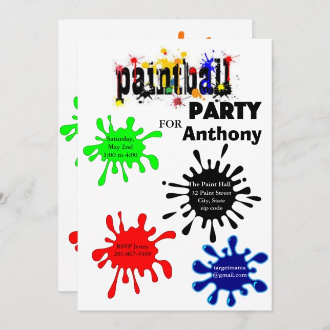 Invitation de fête d'anniversaire de bal coloré (Devant / Derrière)