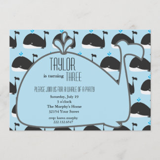 Invitation de fête d'anniversaire de baleine
