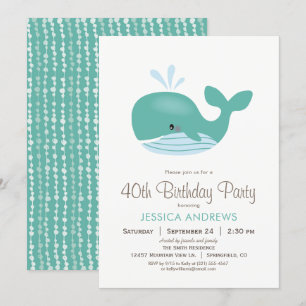 Invitation de fête d'anniversaire de baleine nauti
