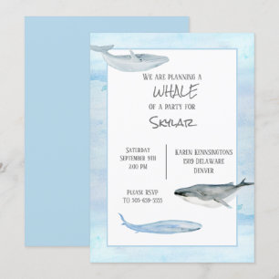 Invitation de fête d'anniversaire de baleines