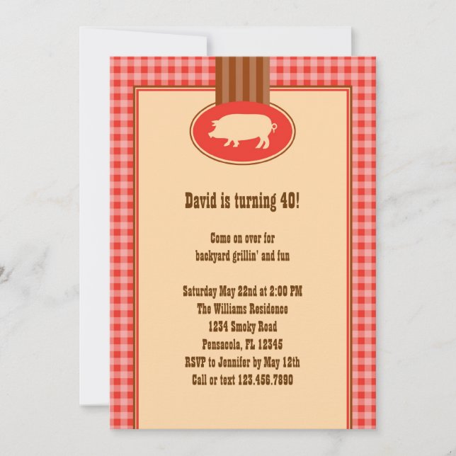 Invitation de fête d'anniversaire de BBQ (Devant)