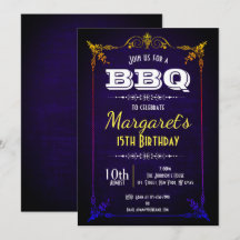 Invitation de fête d'anniversaire de BBQ de bleu