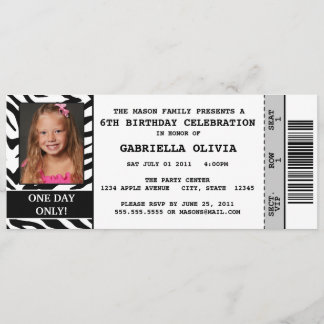 Invitation de fête d'anniversaire de billet