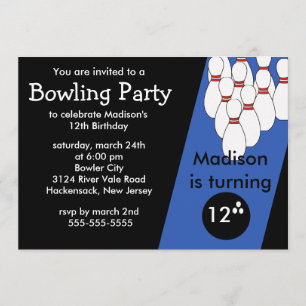 Invitation de fête d'anniversaire de bowling