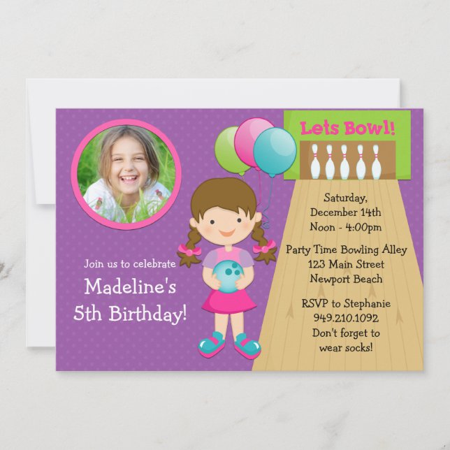 Invitation de fête d'anniversaire de bowling avec (Devant)