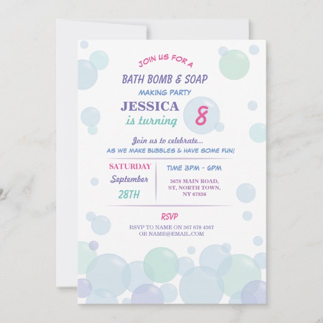 Invitation de fête d'anniversaire de bulle de (Devant)