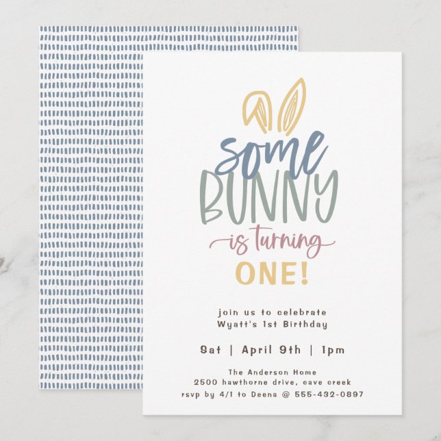Invitation De Fête D'Anniversaire De Bunny (Devant / Derrière)
