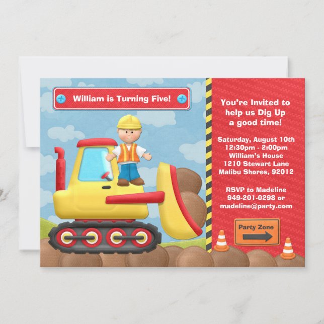 Invitation de fête d'anniversaire de camion de (Devant)