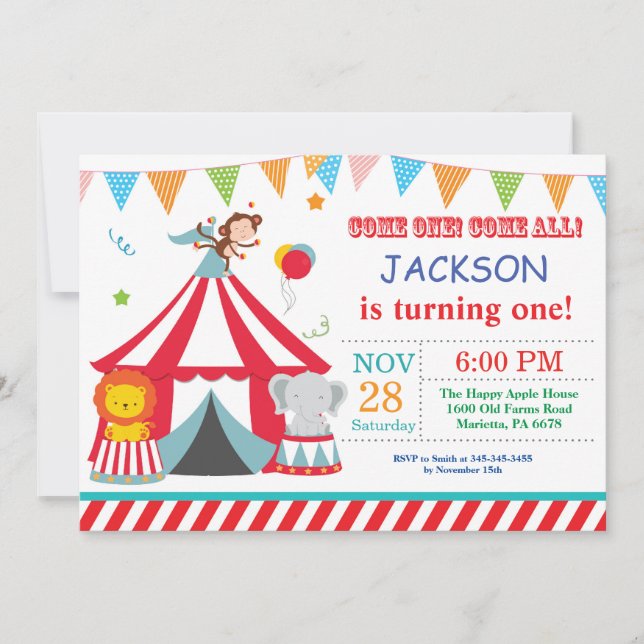 Invitation de fête d'anniversaire de carnaval de (Devant)
