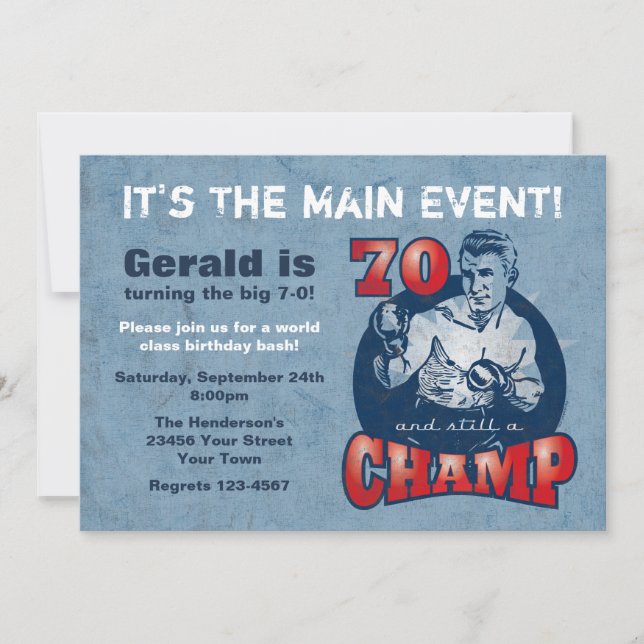 Invitation de fête d'anniversaire de champion de (Devant)