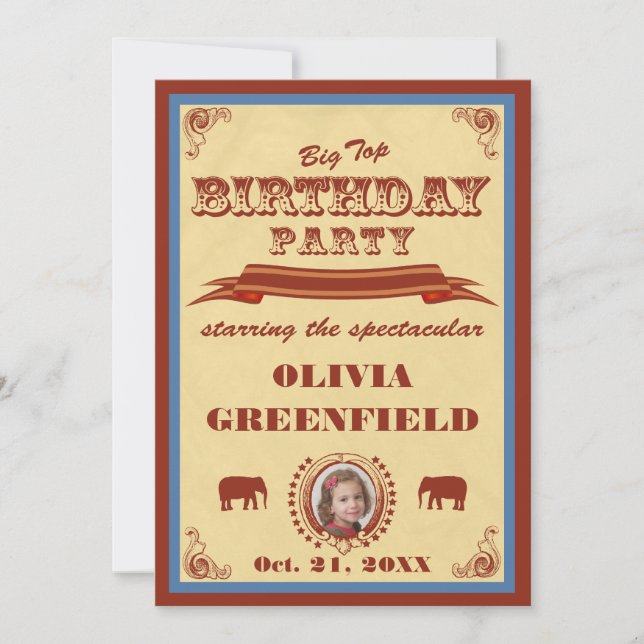 Invitation de fête d'anniversaire de chapiteau (Devant)