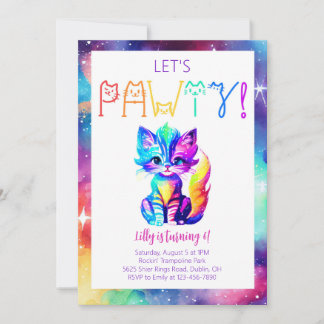 Invitation de fête d'anniversaire de chat Partie s