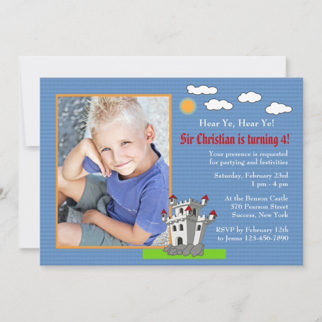 Invitation de fête d'anniversaire de château de (Devant)