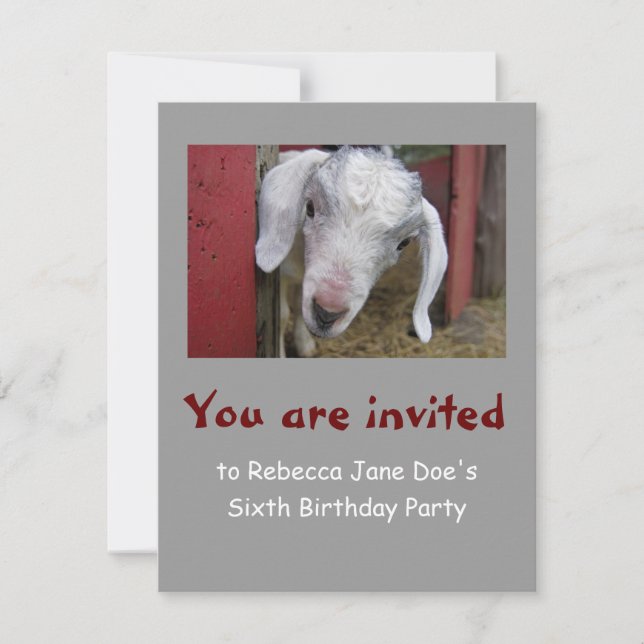 Invitation de fête d'anniversaire de chèvre de (Devant)