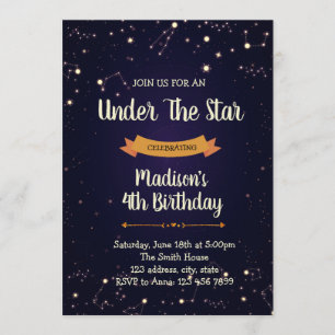 Invitation de fête d'anniversaire de ciel nocturne