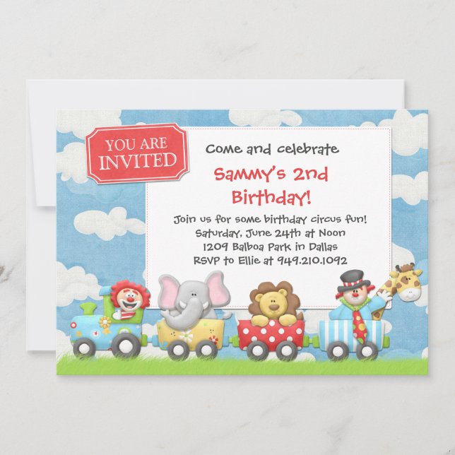 Invitation de fête d'anniversaire de cirque (Devant)