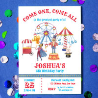 Invitation de fête d'anniversaire de clown de cirq
