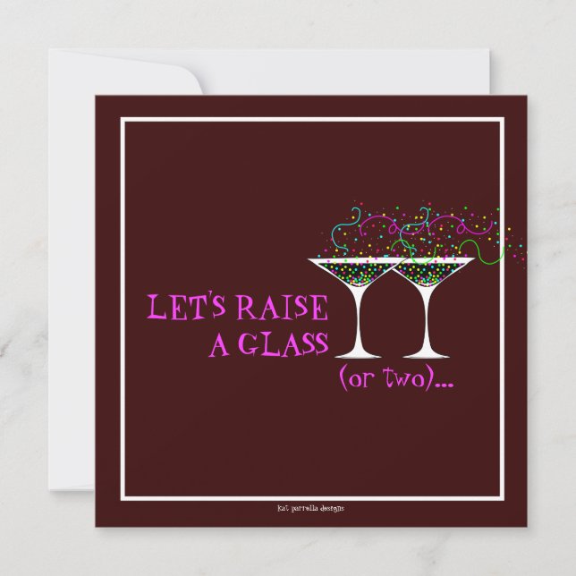 Invitation de fête d'anniversaire de cocktail de (Devant)