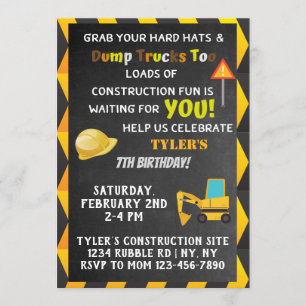 Invitation de fête d'anniversaire de construction