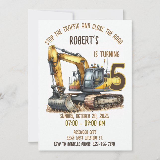 Invitation de fête d'anniversaire de construction (Devant)