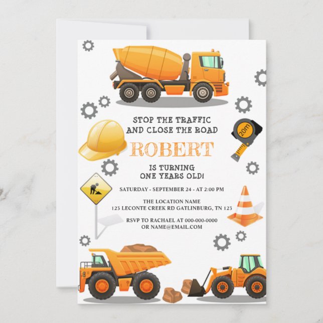 Invitation de fête d'anniversaire de construction (Devant)