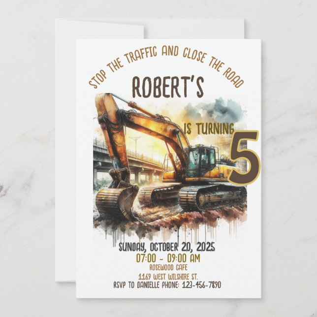 Invitation de fête d'anniversaire de construction (Devant)