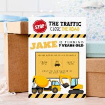 Invitation de fête d'anniversaire de construction 